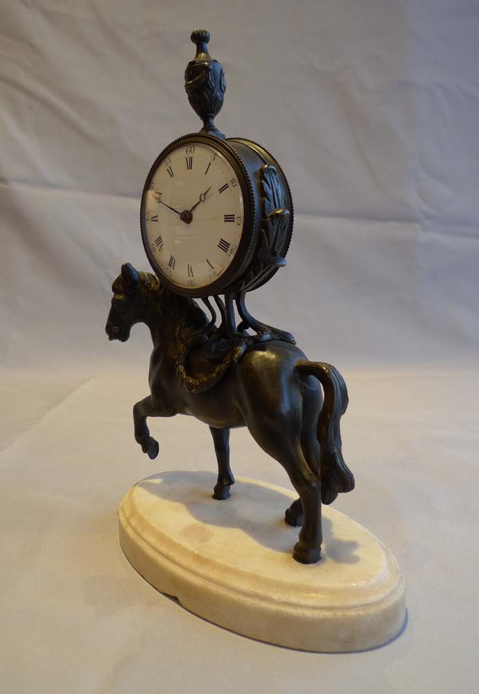 Antique English horse clock George III verge movement.