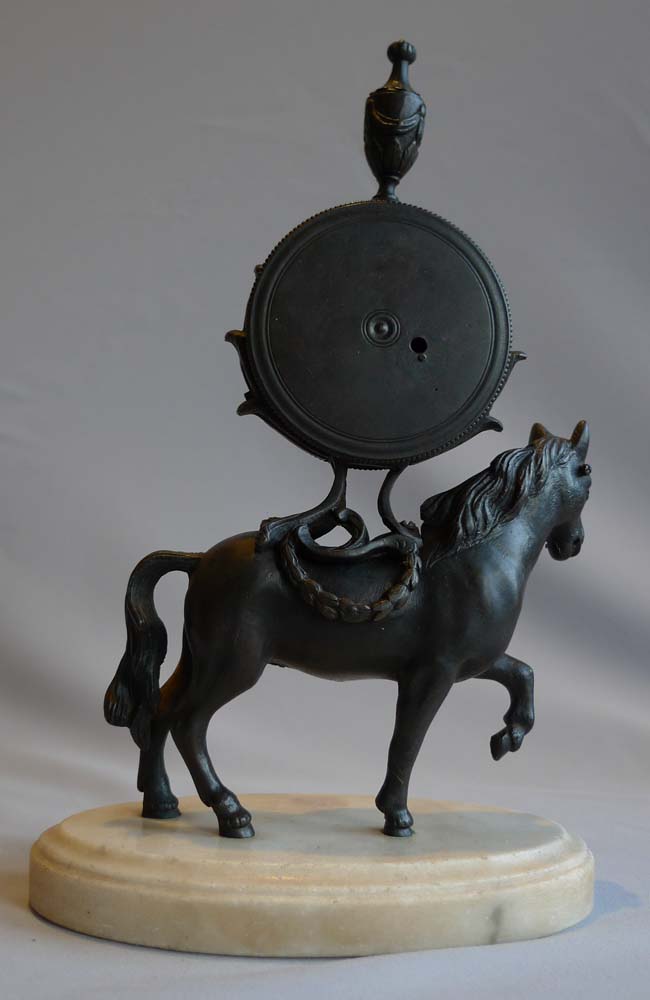 Antique English horse clock George III verge movement.