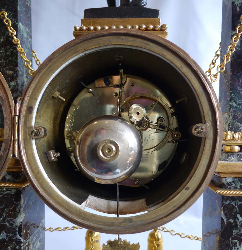 French Louis XVIth mantel clock in ormolu and marble by Gavelle L'aine a Paris