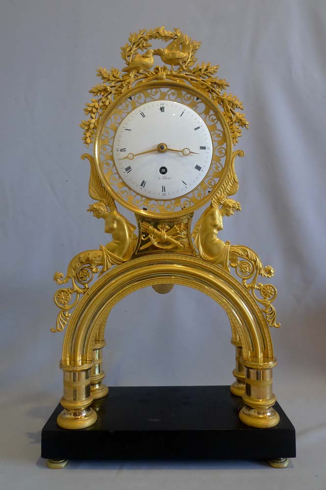 French Revolution/Directoire period ormolu and marble mantel clock