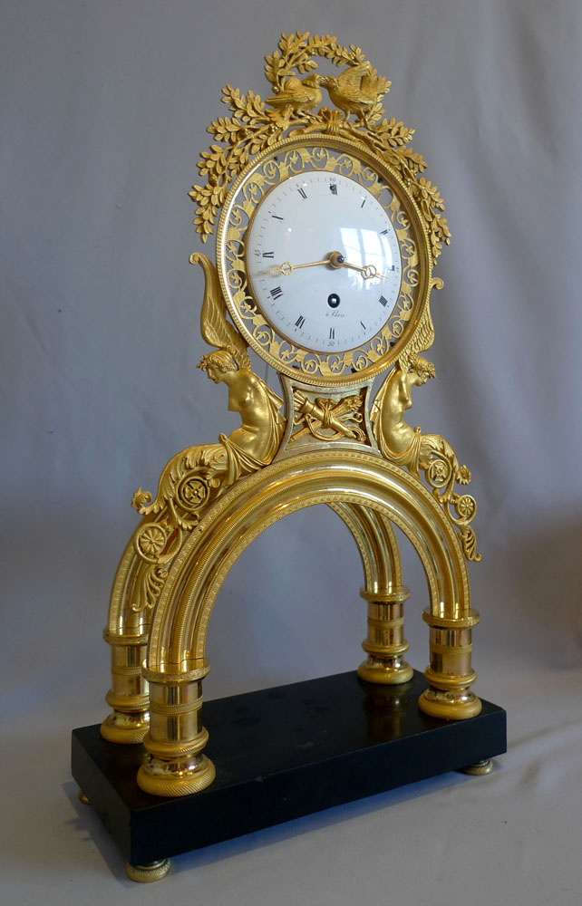 French Revolution/Directoire period ormolu and marble mantel clock