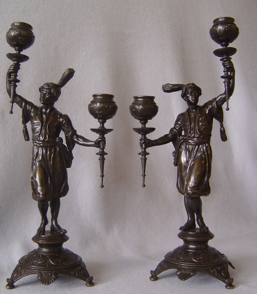 Blackamoor candelabra in patinated bronze, French late 19th century