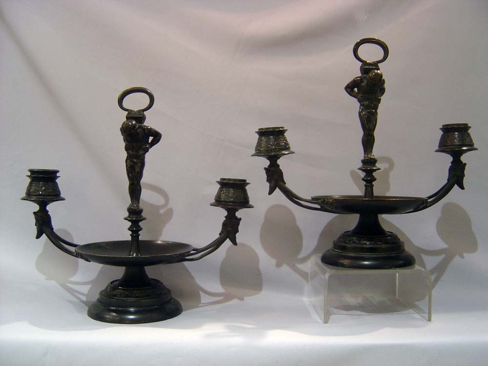 Antique French candelabra in Etruscan revival style.