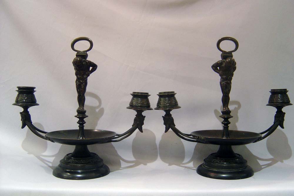 Antique French candelabra in Etruscan revival style.