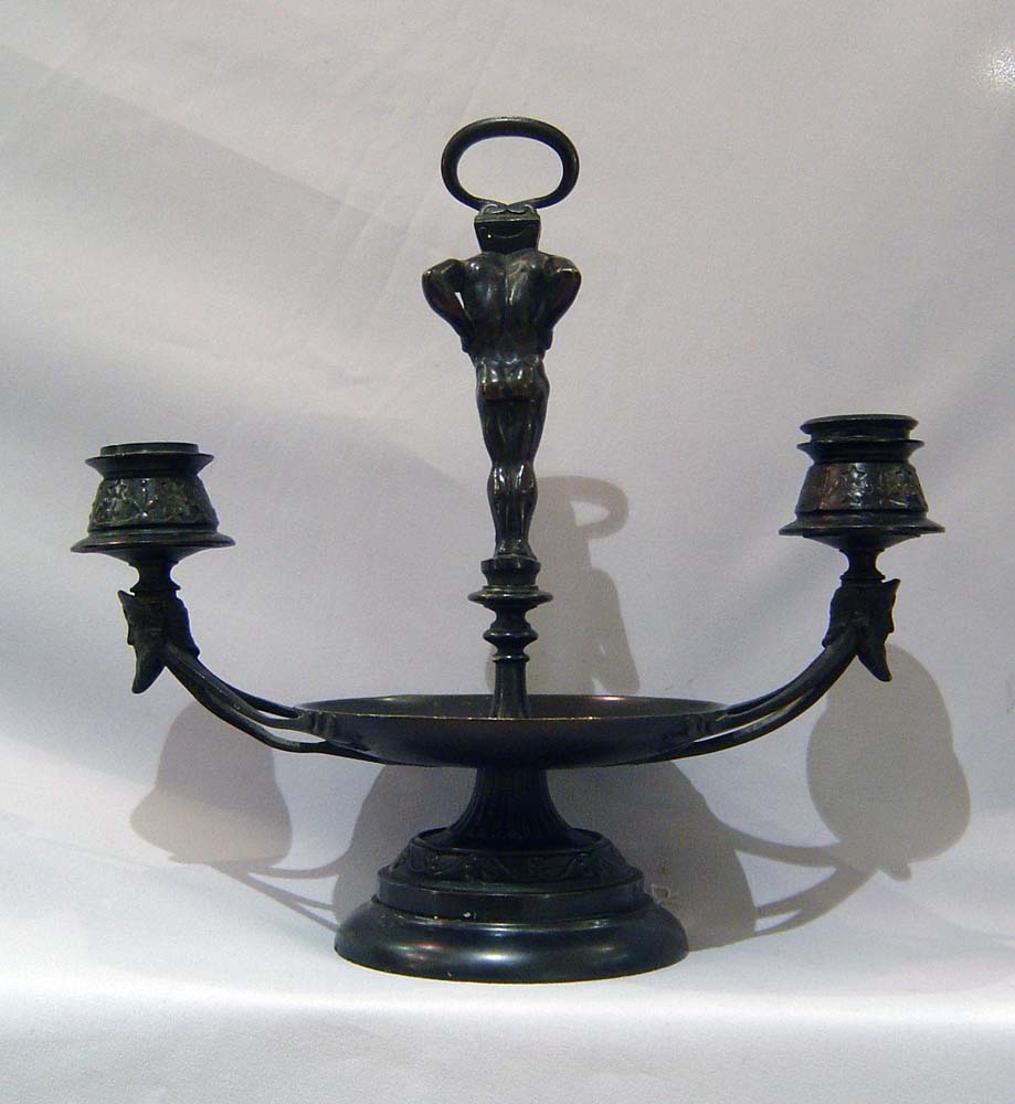 Antique French candelabra in Etruscan revival style.