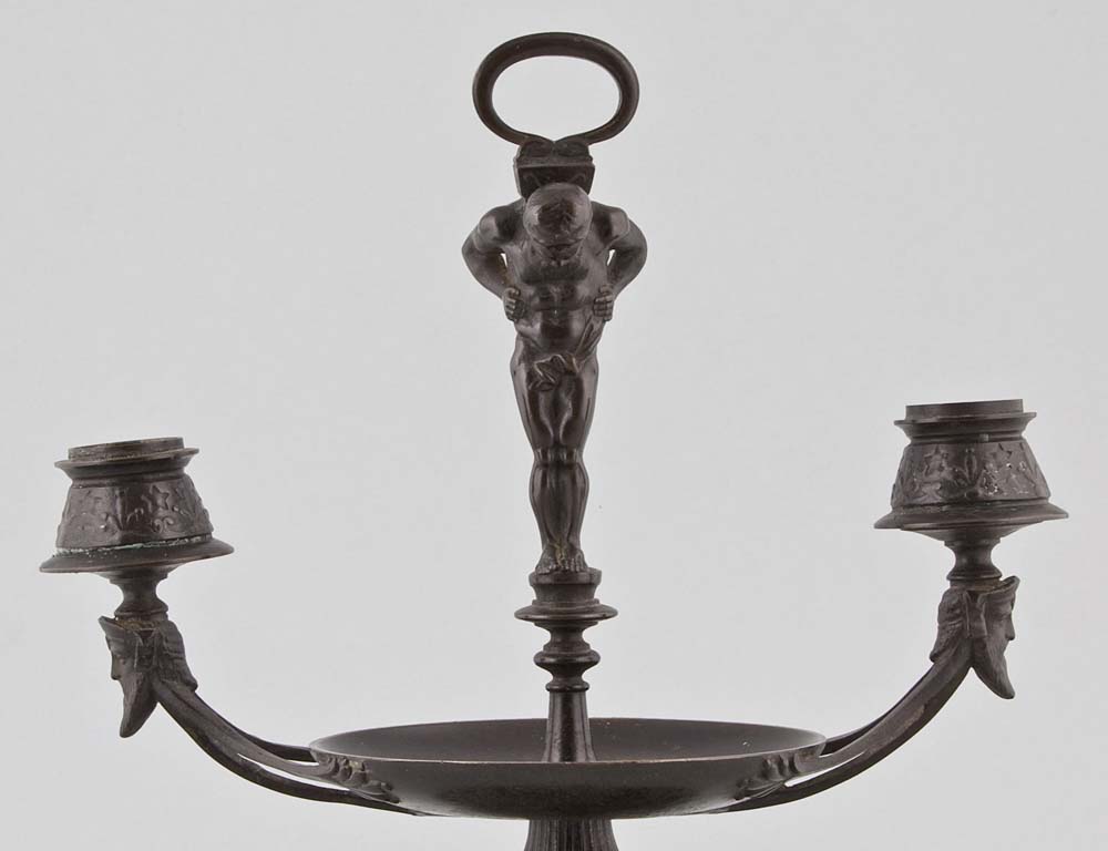 Antique French candelabra in Etruscan revival style.