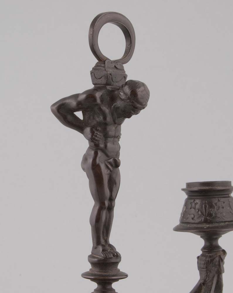 Antique French candelabra in Etruscan revival style.