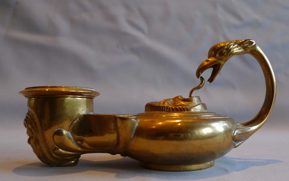 Pair classical oil lamp candlesticks signed F.Barbedienne.