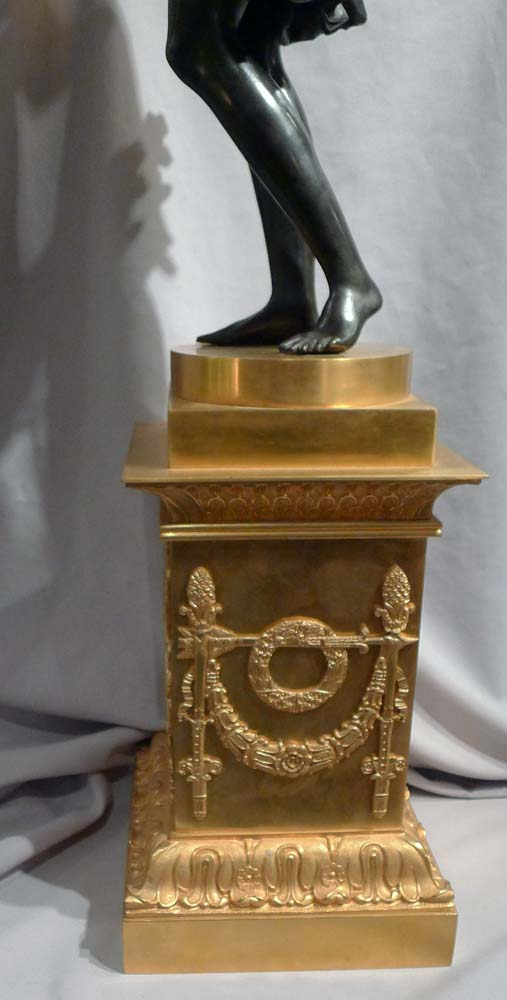 Large French Empire figural candlestick base converted to oil lamp.