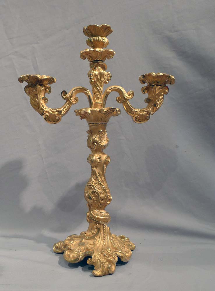 Antique pair of French 19th century ormolu candelabra.