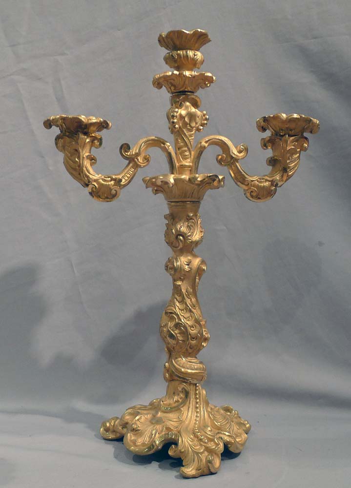 Antique pair of French 19th century ormolu candelabra.