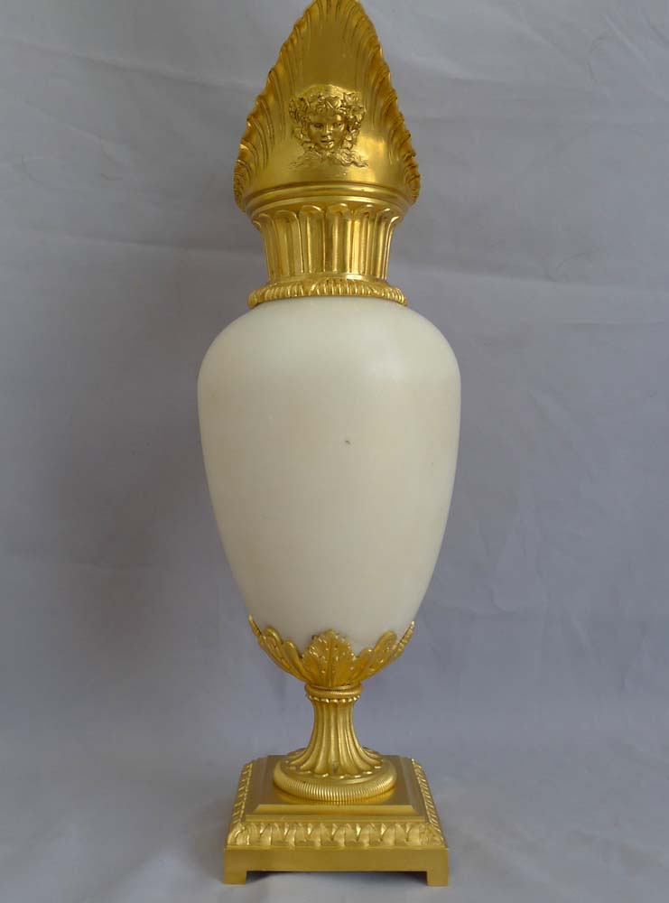Antique Pair of French ormolu and white marble decorative ewers of outstanding quality.