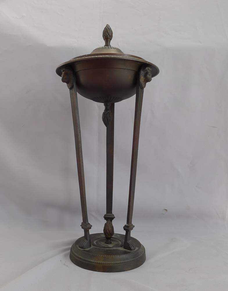 Patinated bronze classical lidded urn.