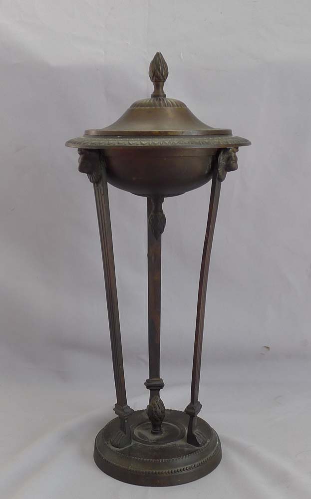Patinated bronze classical lidded urn.