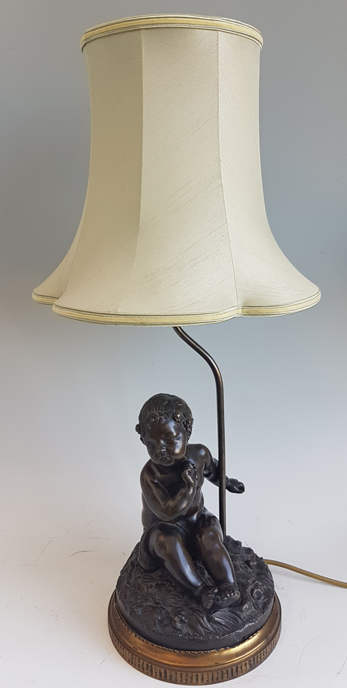 Antique French Table lamp in Gilt and Patinated Bronze