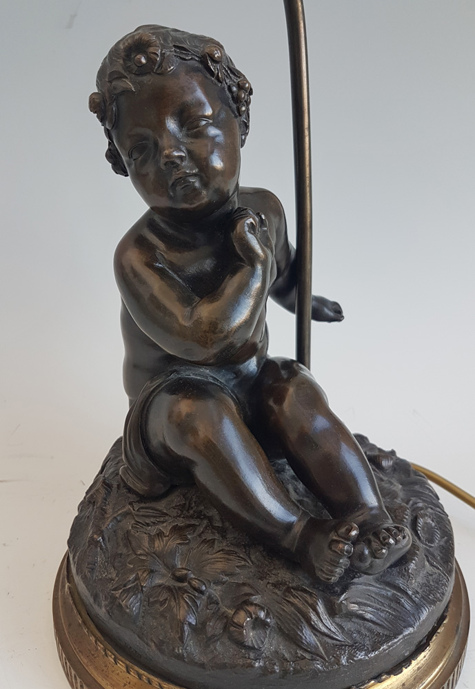 Antique French Table lamp in Gilt and Patinated Bronze