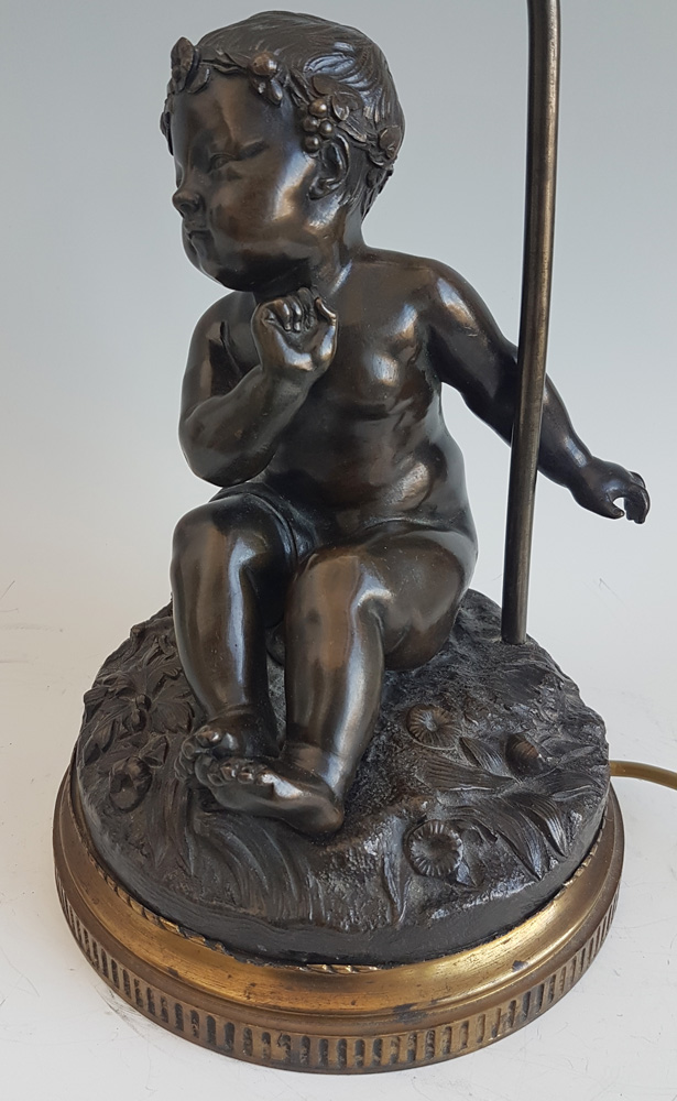 Antique French Table lamp in Gilt and Patinated Bronze