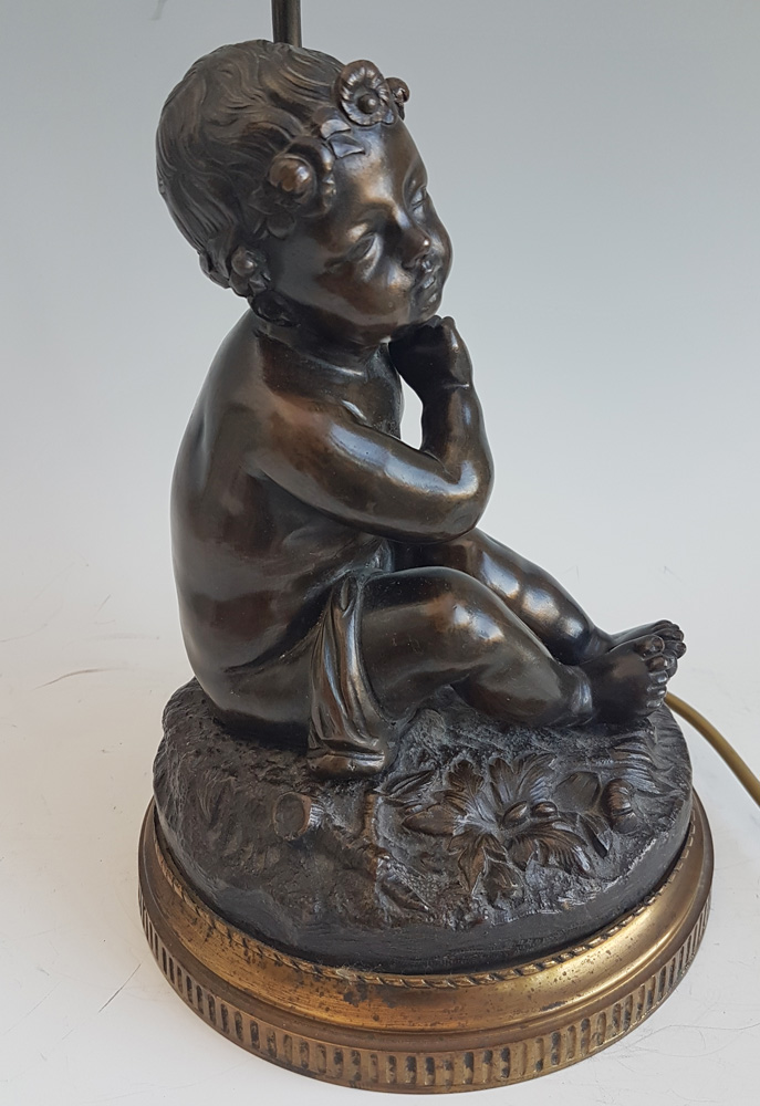 Antique French Table lamp in Gilt and Patinated Bronze