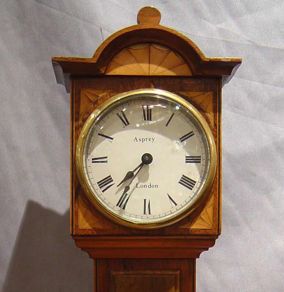 Antique English Rosewood Miniature Longcase Clock by Asprey of London