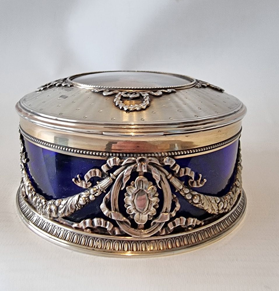 Antique silver & glass box with inset miniature  by Georg Adam Scheid