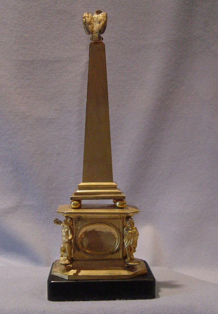 Antique English Neo-Classical form ormolu thermometer.