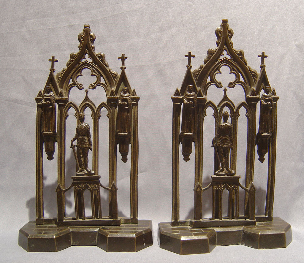 Pair antique late English Regency Gothic letter racks