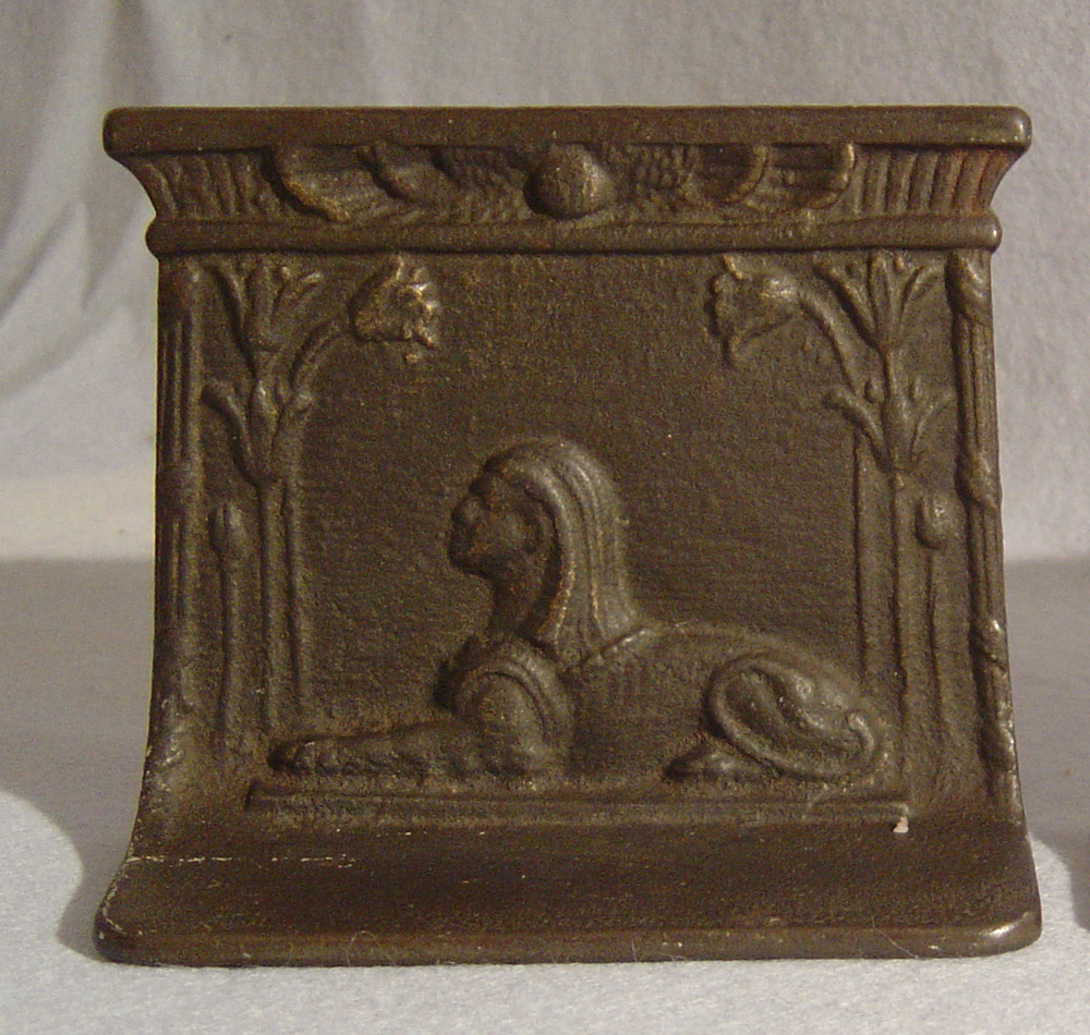 Antique pair English Egyptian Revival cast iron bookends.