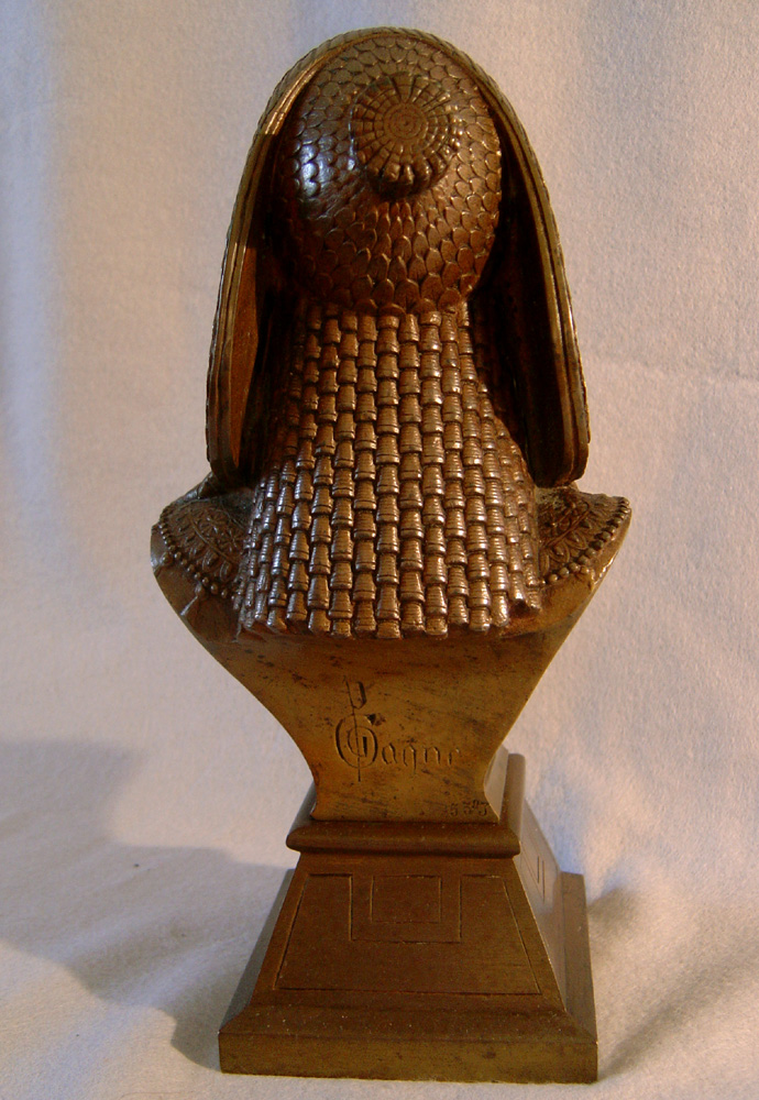 Antique French patinated bronze bust of Egyptian pharoah Amenophis.