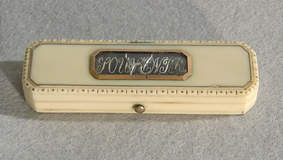 English Antique Geroge III ivory and gold toothpick holder.