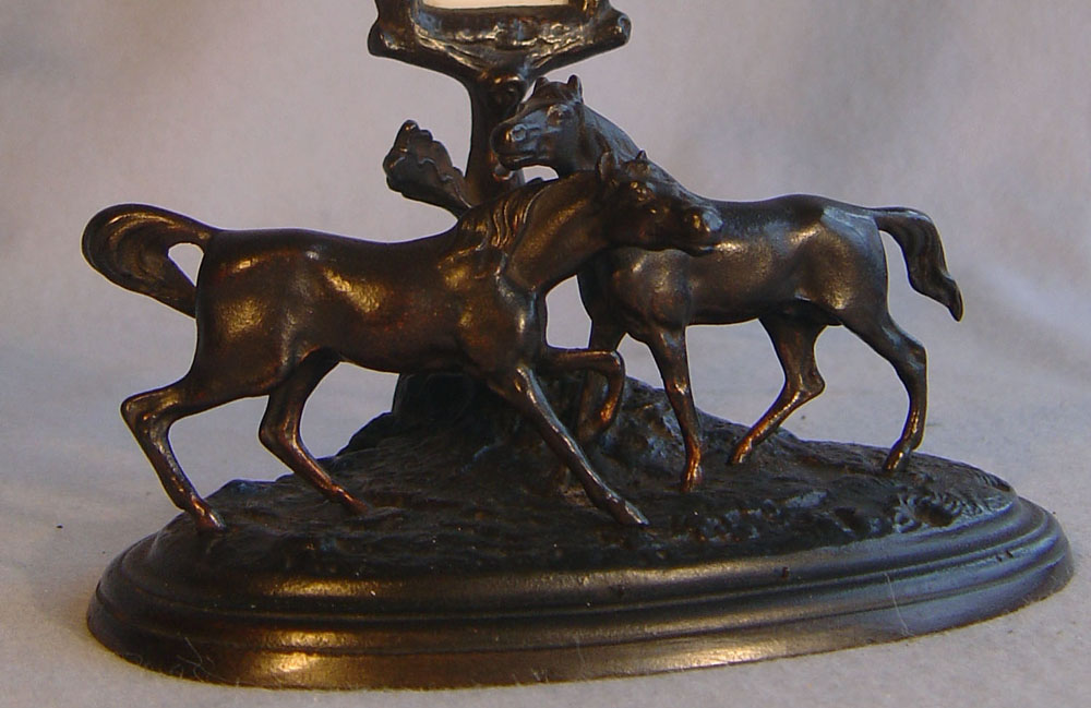 Antique French Grand tour  patinated bronze animalier mounted thermometer.