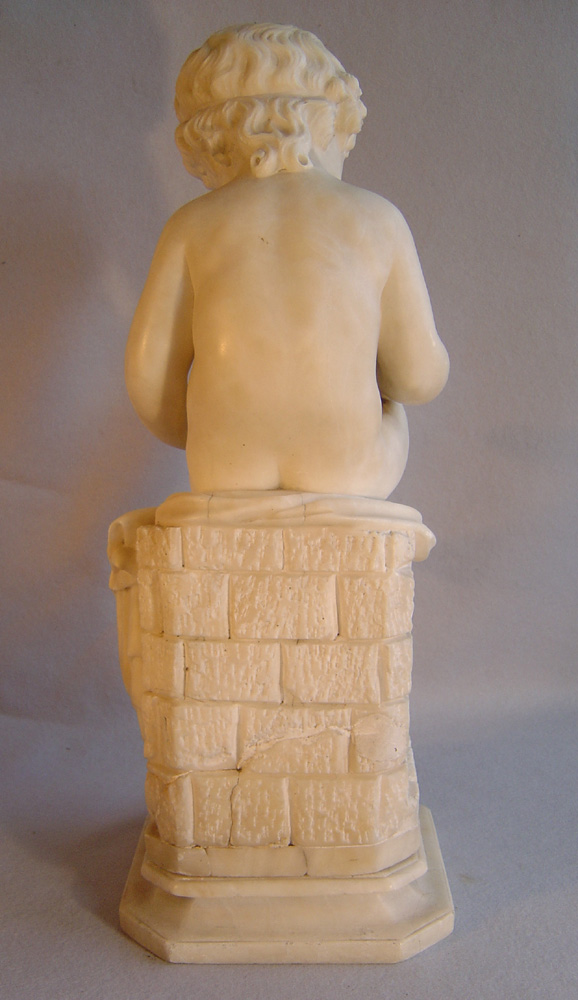 Fine Italian antique Grand Tour marble of a girl child at her alphabet.