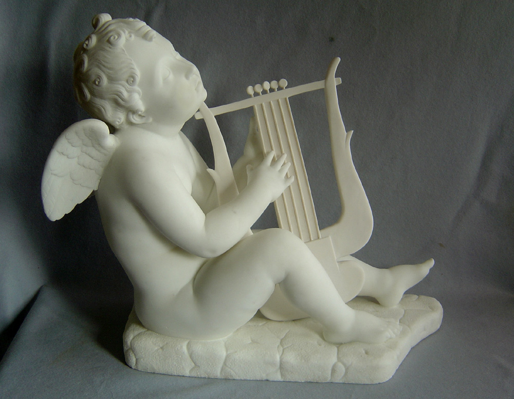 antique Italian marble of Cupid playing a lyre after Canova