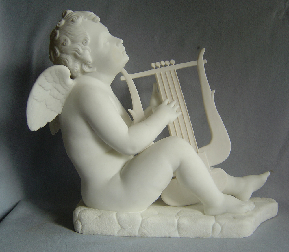antique Italian marble of Cupid playing a lyre after Canova