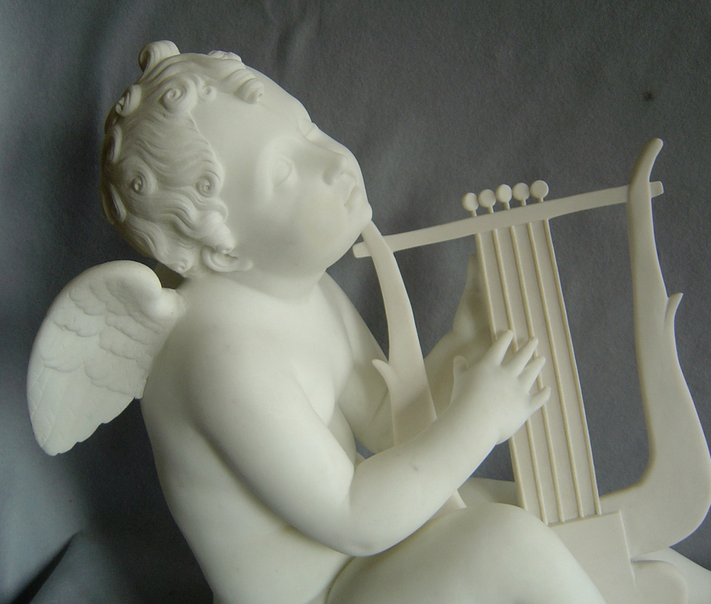 antique Italian marble of Cupid playing a lyre after Canova