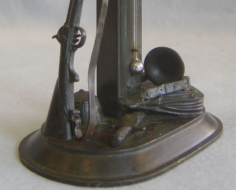 Antique English thermometer as part of a hunting scene.