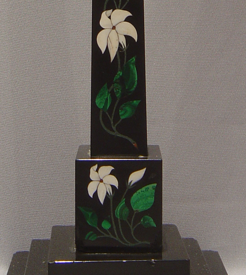 Pietra Dura obelisks, Derbyshire , England circa 1840.