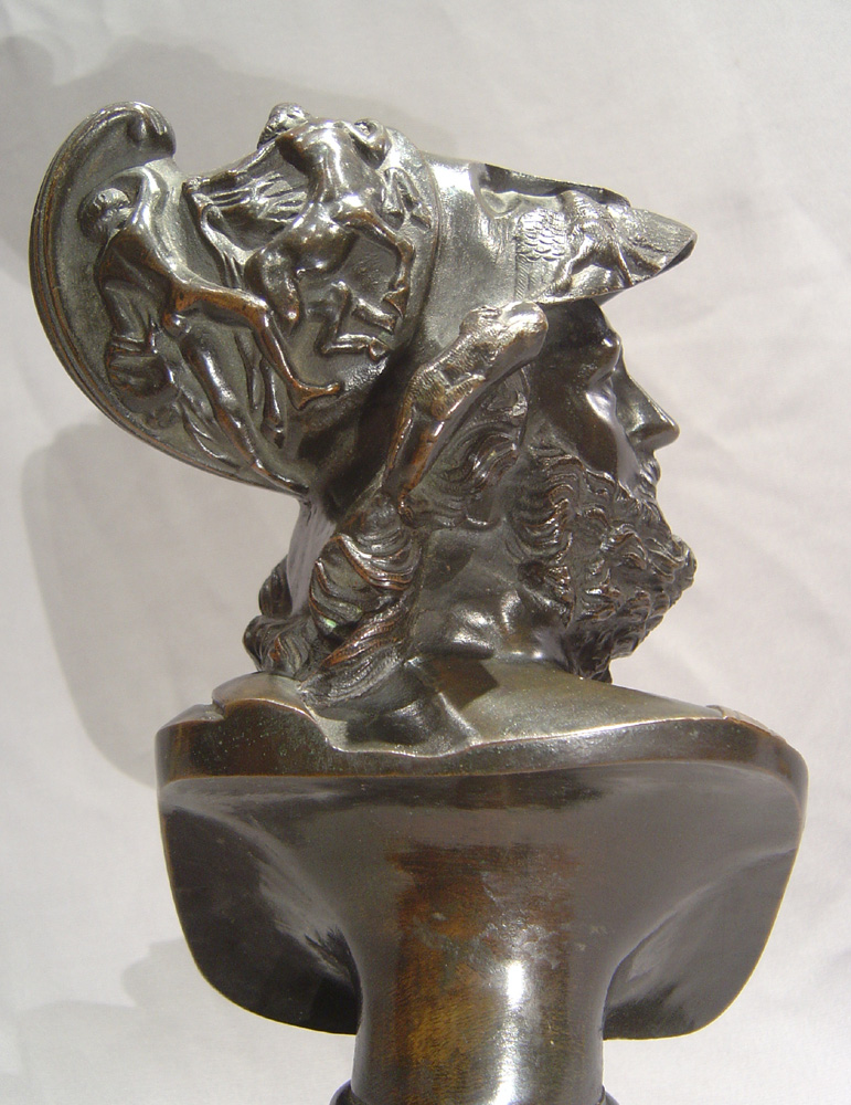 Grand Tour antique bronze bust of Pericles on marble base.
