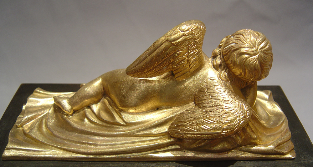English Regency desk tidy in ormolu and patinated bronze