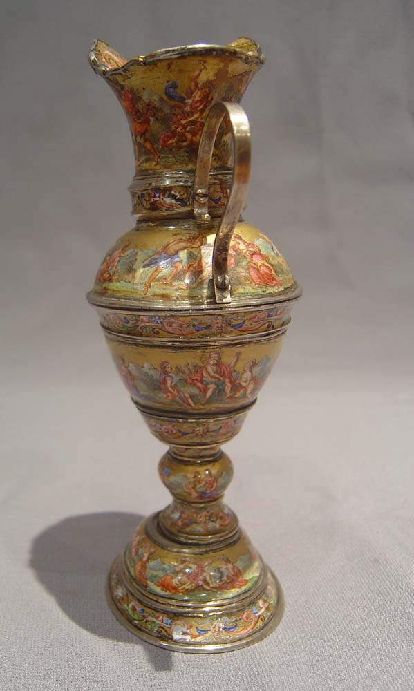 Viennese antique enamel and silver gilt ewer.