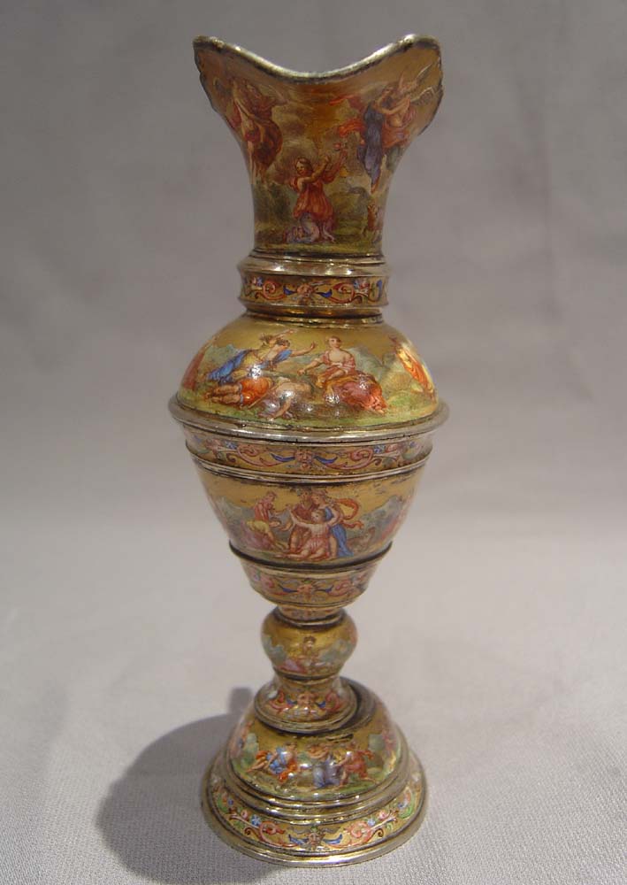 Viennese antique enamel and silver gilt ewer.