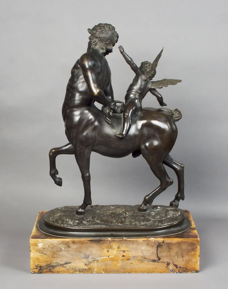 Fine Italian or French Grand Tour Bronze of Centaur and Eros on Sienna Marble base.