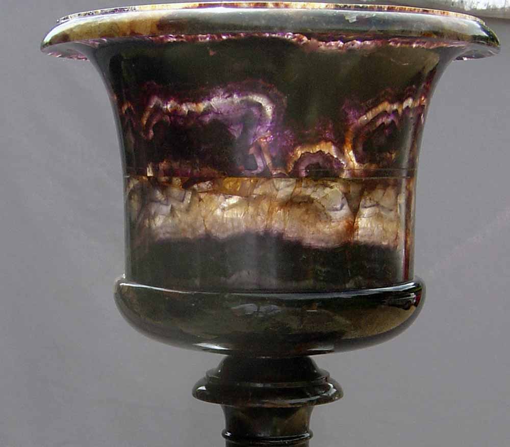 Large and fine English, Derbyshire, Blue John vase of large size.