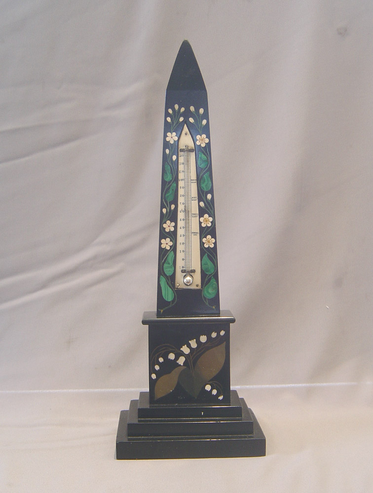 Fine English pietra dura thermometer.