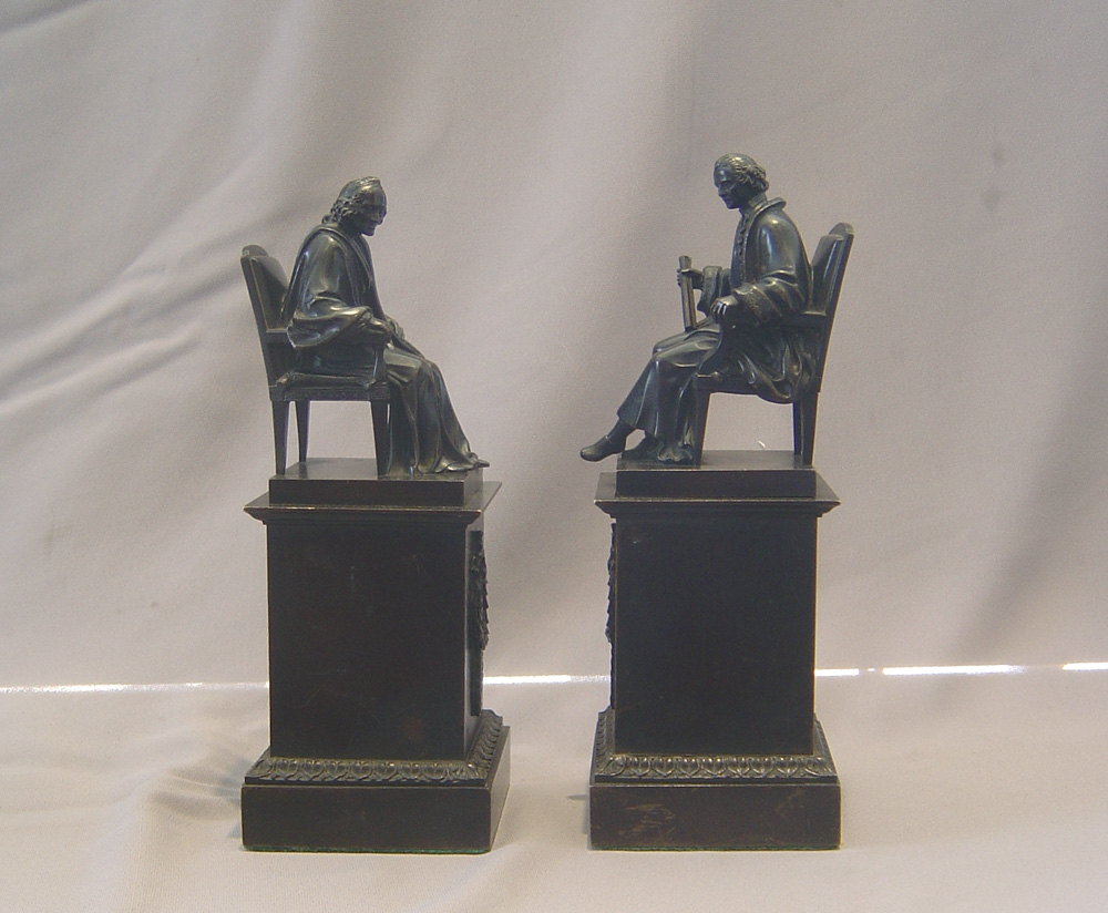 Antique French patinated bronzes of philosophers