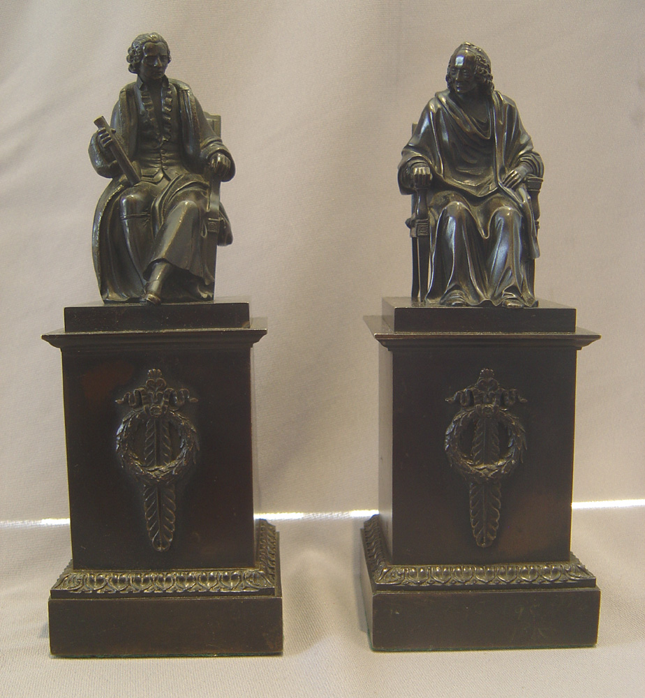 Antique French patinated bronzes of philosophers