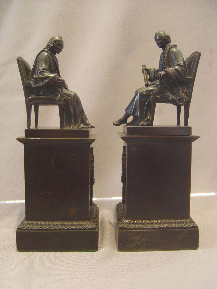 Antique French patinated bronzes of philosophers