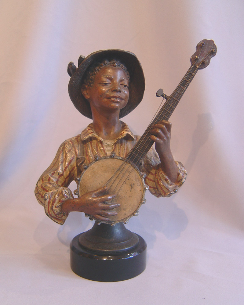 Austrian cold painted bronze banjo player.
