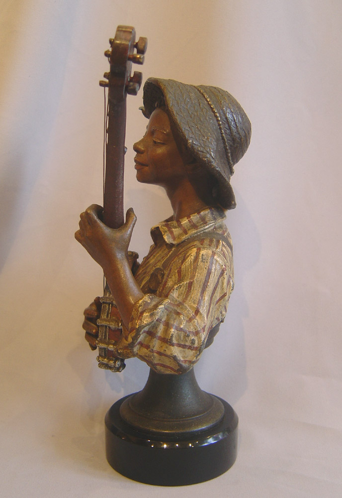 Austrian cold painted bronze banjo player.