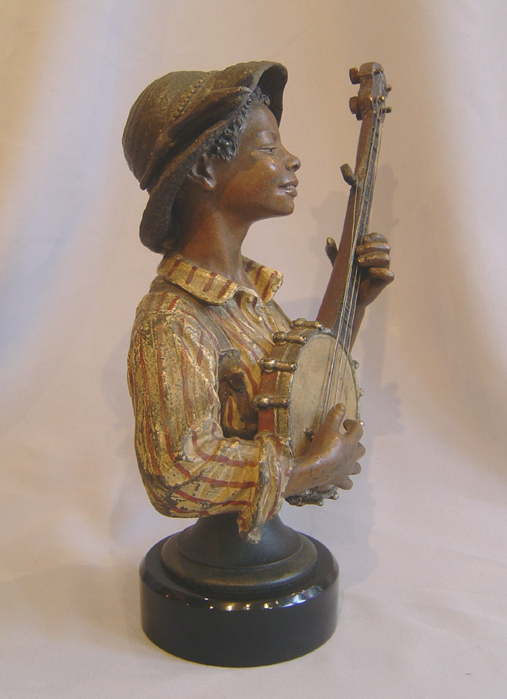 Austrian cold painted bronze banjo player.