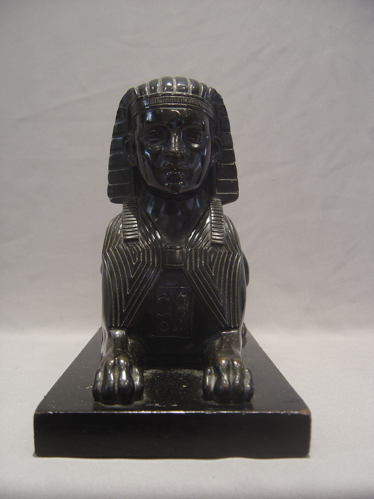 Large and fine antique English bronze model of a Sphinx.